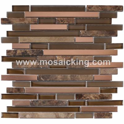 Stone And Metal Mosaic Tile Stainless Steel Glass Mosaic Tile MS1