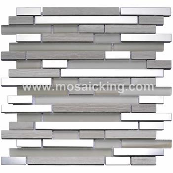 Stainless Steel Glass Mosaic Tile With Metal MS3